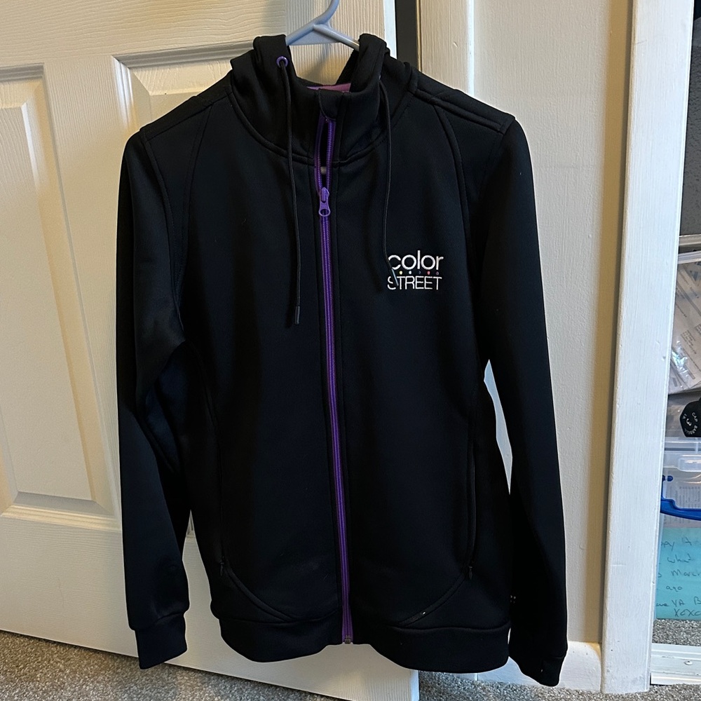 Color Street Women’s  Jacket in Black with Purple Trim